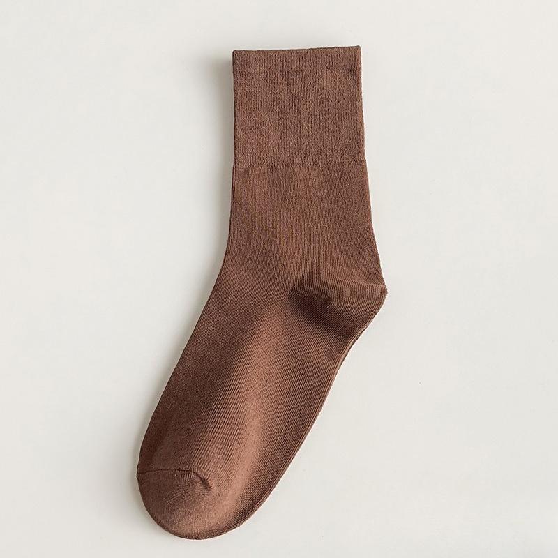 White Maternity Pile-up Socks, Retro Plain Color, Sweat-absorbing Mid-calf Socks, Cotton Winter and Autumn Sports Socks