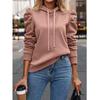 Cross-Border Fall and Winter New Arrival Fashion Student Hooded Drawstring Pullover Loose Fashion Bubble Long Sleeve Casual Sweater Top