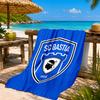 Telo da Spiaggia con Stemma Calcio SC Bastia, Asciugatura Rapida, Facile da Curare, Adatto Sia per il Fitness che per le Vacanze al Mare, Essenziale Sportivo