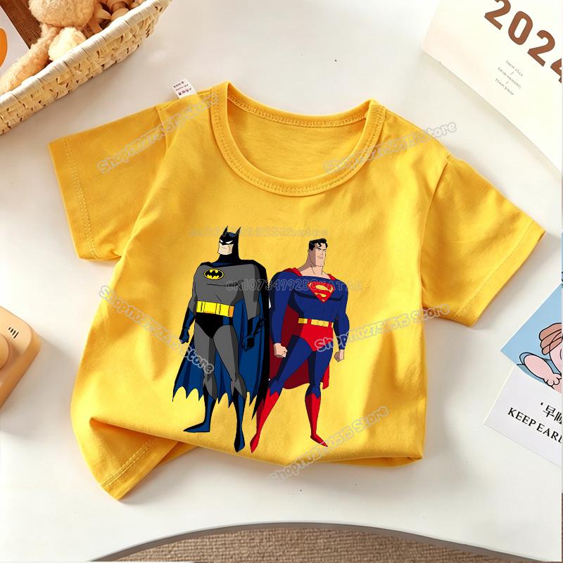 Anime Super Man Summer T Shirt Supermans Short Sleeve Tee Cartoon Print Boy Girl Clothes O Neck Casual Children Cotton Tops