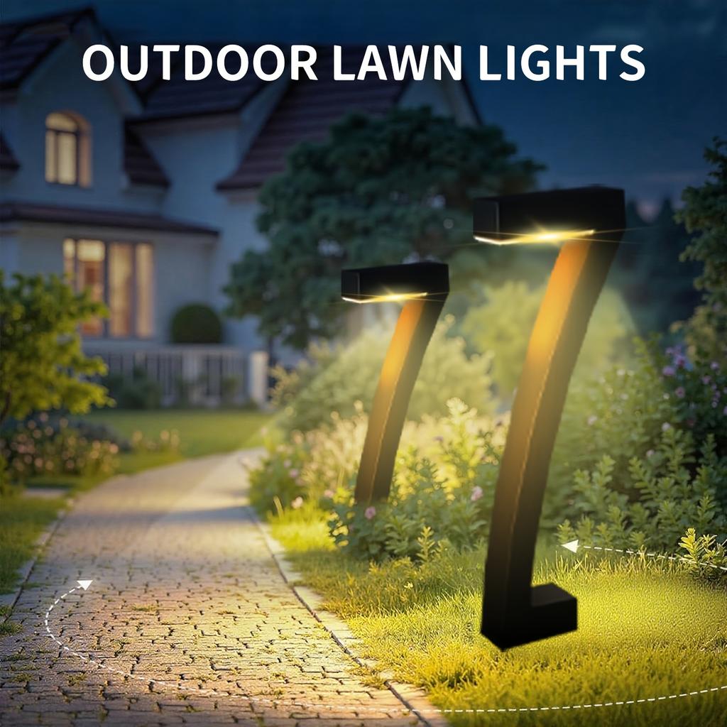 Moderne Geometrische Solarpfadleuchten, 7-förmige Außen-Gartenlampe - Wasserdicht, Warmweiße LED, für Hof, Auffahrt, Rasen Dekoration, Einfache Installation