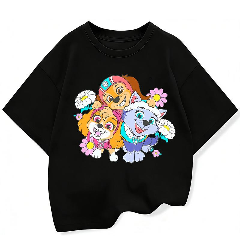 Summer Cartoon cute Skye Print T-Shirt for girls Casual Round Neck Short Sleeve Design Perfect for Toddlers Everyday Wear Holidays