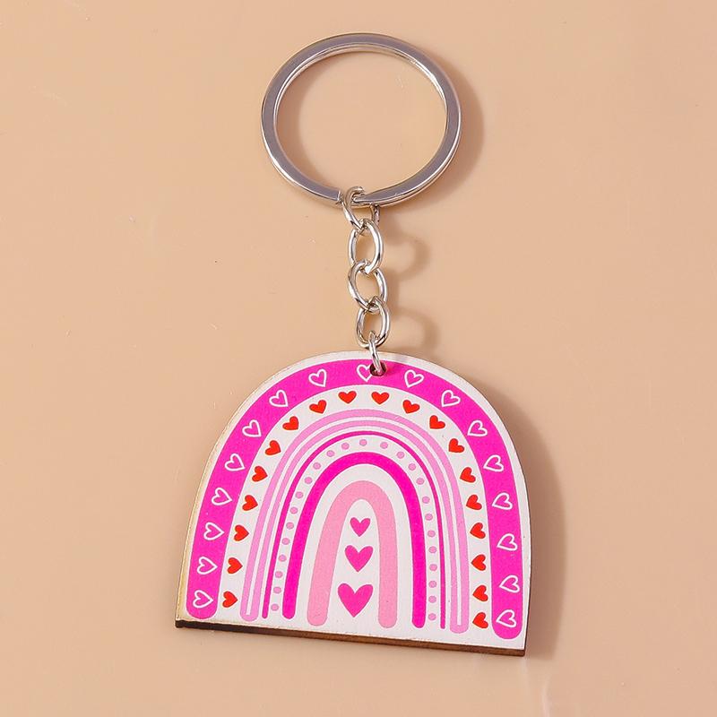Romantic Wood Keychain Charms Love Heart Lip Keyrings Pendants for Women Girls Handbag Decor DIY Valentine's Day Key Chain Gifts