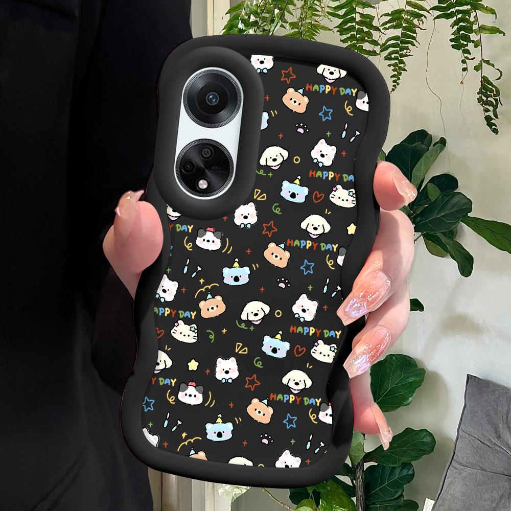 

Окрашенный узор Big Wave Edge Мягкий силиконовый материал Macaron чехол для телефона противоударный защитный резиновый чехол для OPPO Reno Realme Realme 12 Plus 5G