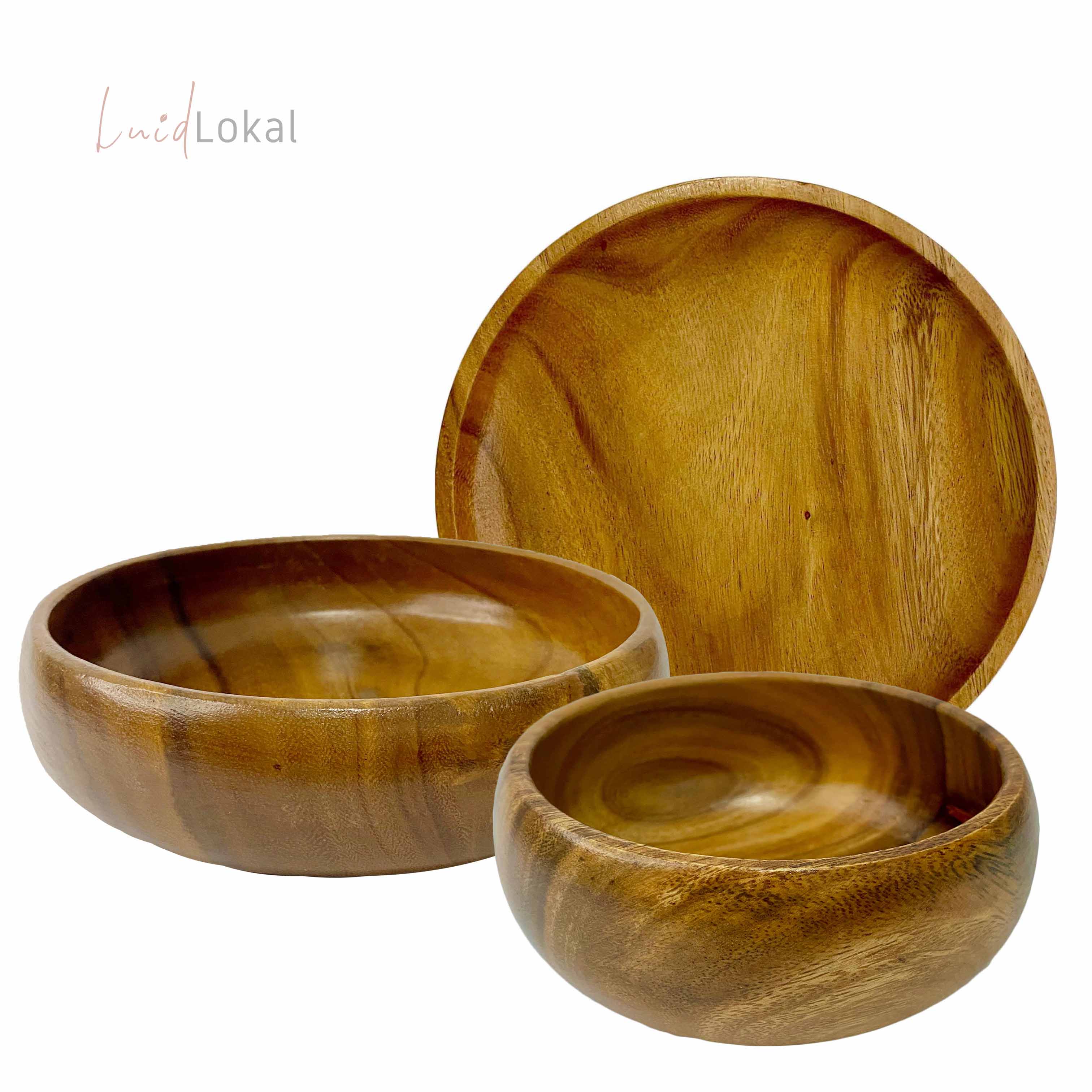 Luid Lokal Mini Party Set Bundle Round Plate Calabash Bowls Acacia Wood коричневый