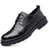 FashionBrand Men's Dress Shoes Fashion Genuine Leather Men Business Flat Shoes Black Breathable Men Formal Office Working Shoes