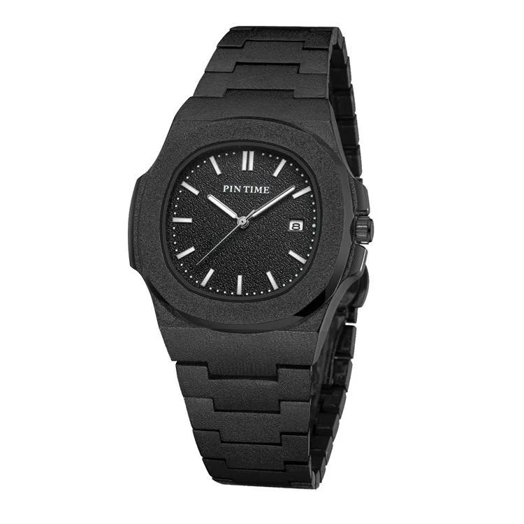 Frosted Case Black Matte Material Business Quartz Watch Men High Quality Cool Dial Classic Personality Watches Men Luxury Clcok