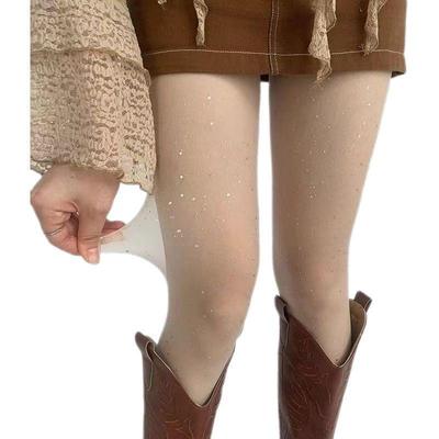 Bright Galaxy Sequin Stockings: Ultra-thin Transparent Star Dot Black Silk Pantyhose
