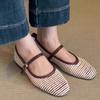 Soft leather French cool single shoes women's flat-soled summer hollow hole shoes shallow mouth evening ballet shoes breathable Mary Jane shoes