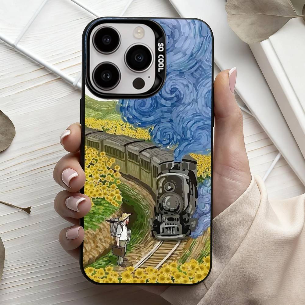 V-Van G-Gogh S-Sternenblumen Handyhülle Für iPhone17,16,15,14,13,12,11 Plus,Pro Max Schwarz Süßigkeiten Silber Beschichtete Hülle