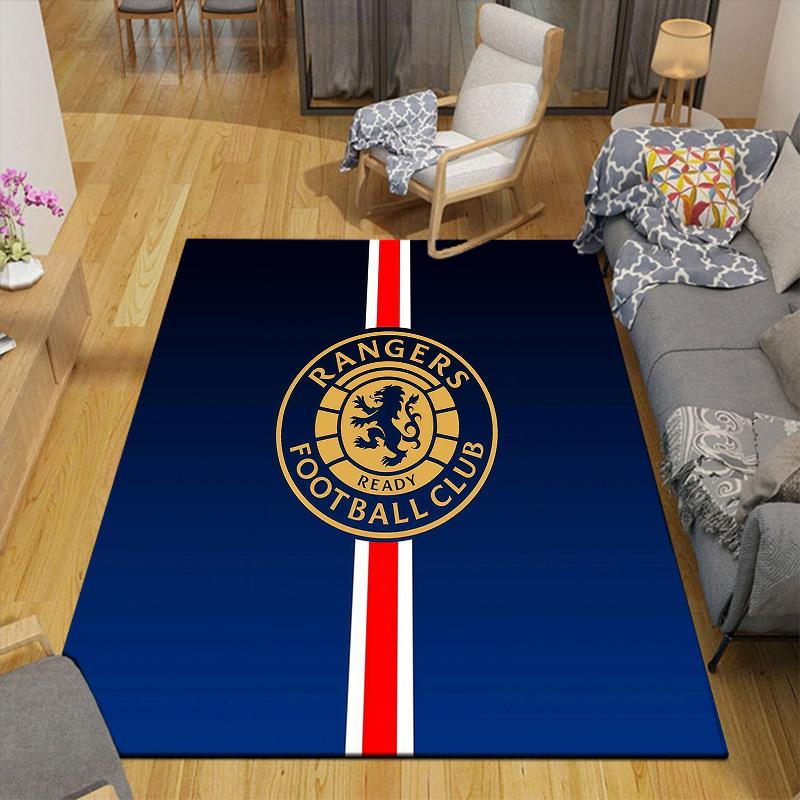 Rangers FC Flannel Pattern Square Carpet,Area Rug,Carpet Rug for Living Room Bedroom Sofa Playroom Decor,Non-slip Floor Mat