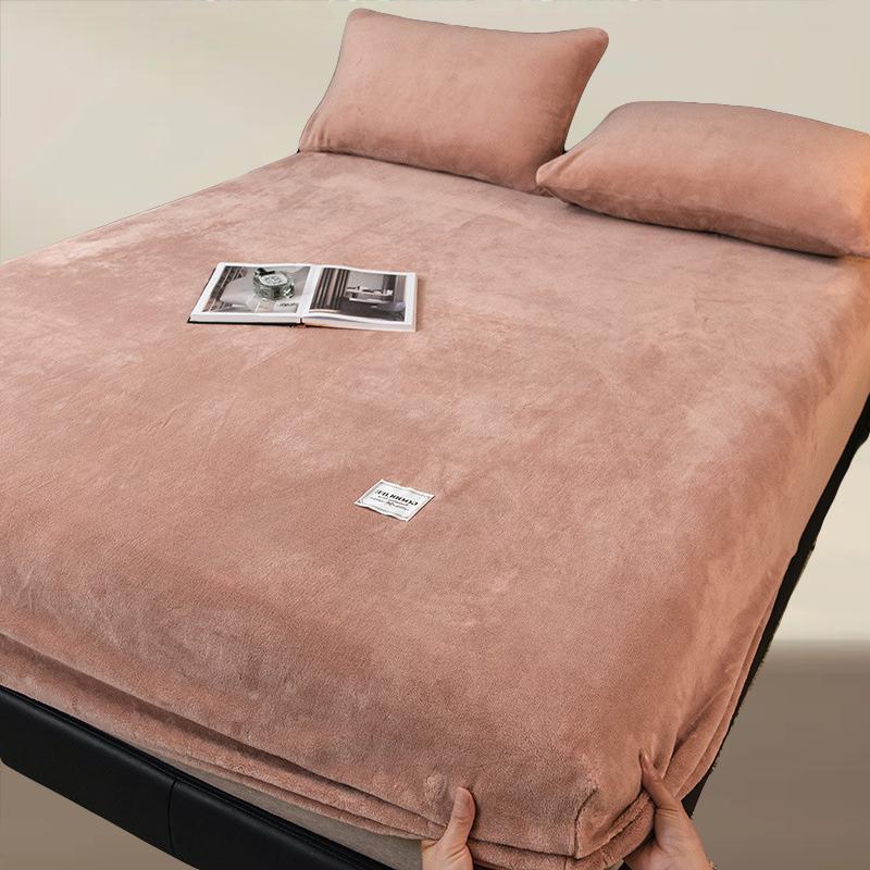 Crystal Velvet Bed Sheet, Winter Mattress Cover, 30cm Deep Pocket Bed Sheet, Soft and Skin Friendly Warm Bedding