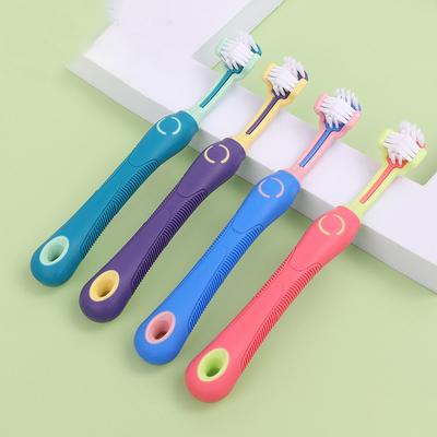 Reusable Three-Head Pet Toothbrush Non-Slip Handle Soft Nylon Effective Oral Care 360 Degree Dog Toothbrush Pet Teeth Cleaning