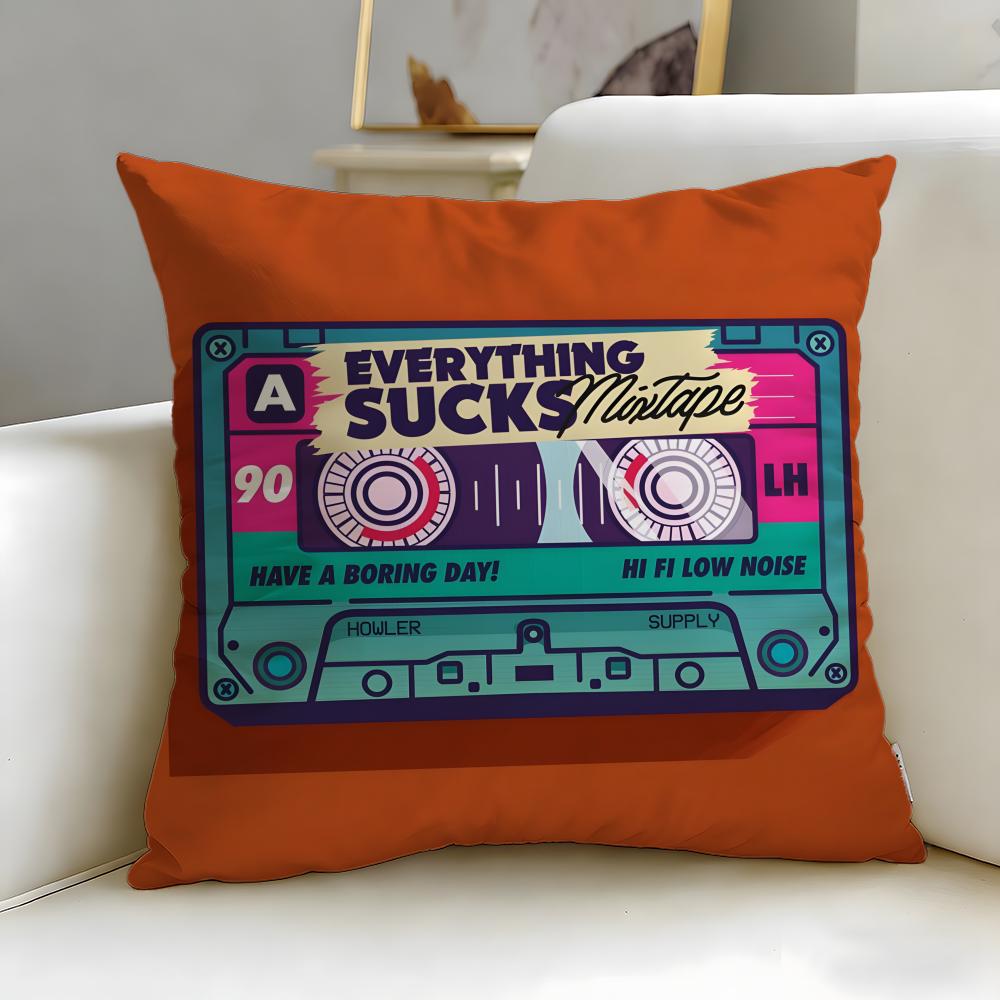 classic music theme Music Tape Cushion Cover Soft EasyWash Pillow Case Versatile for Couch Bed Travel and Office