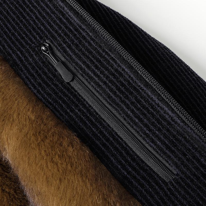 Men's Chenille Wool Jacket - Autumn/Winter, Plus Velvet, Thickened, Warm, for Middle-aged and Elderly