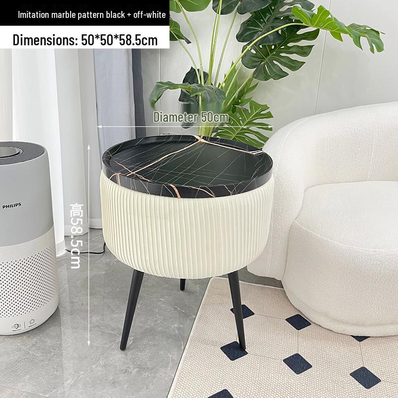 Stylish Compact Storage Combo: Round Coffee Table & Sofa Side Table Set