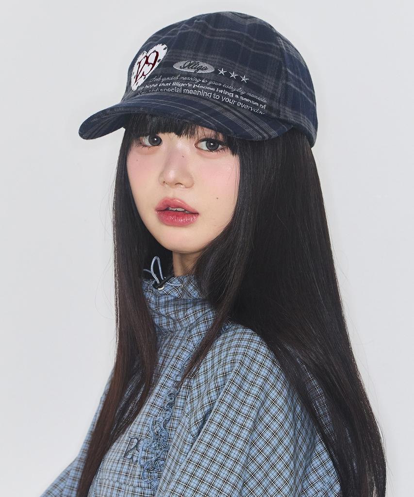ILLIGO Heart Letter Ball Cap Check Navy