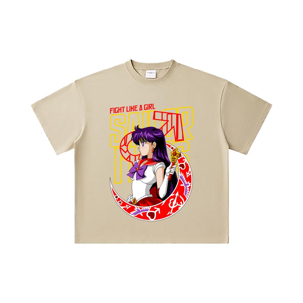 260 GSM Double Yarn 32 Count 100% Cotton Sailor Moon V6 Mars Print Unisex Heavy Cotton T Shirt
