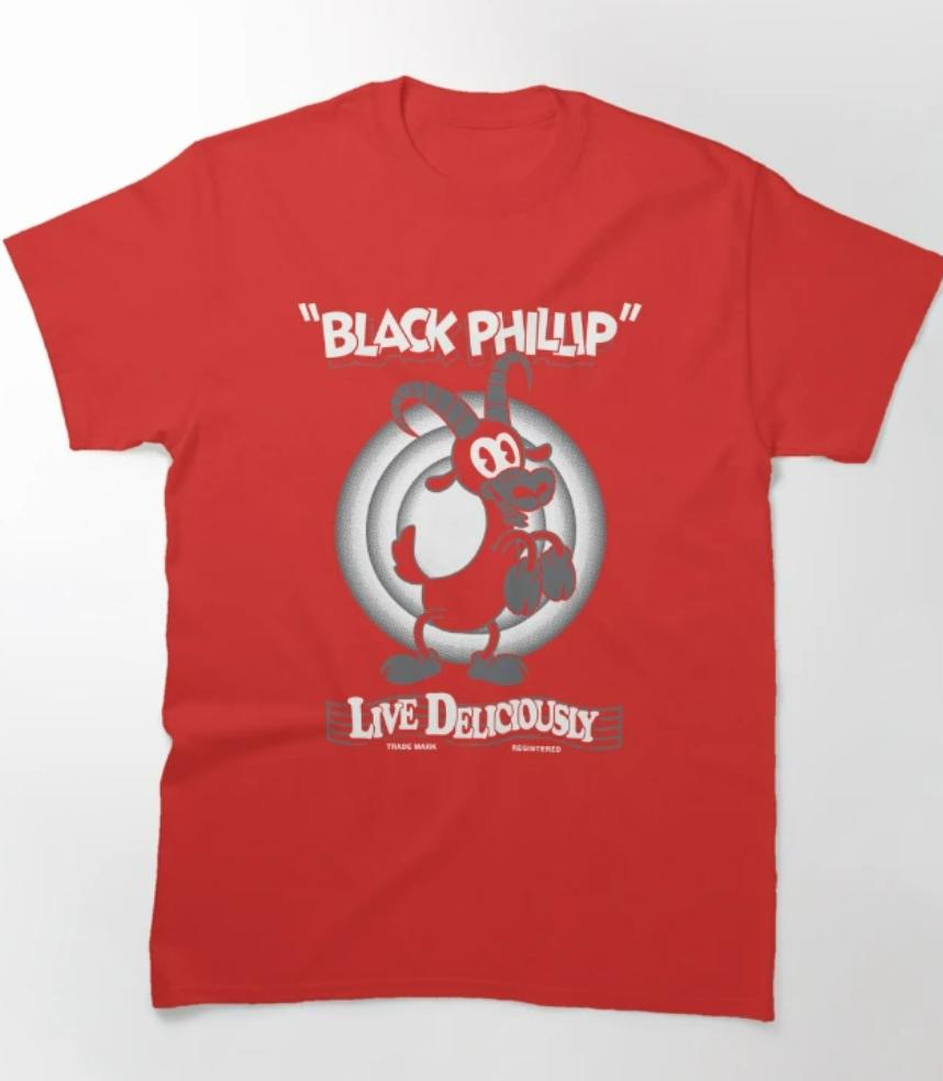 

Casual retro fashion Black Phillip Vintage Cartoon Witch - Goth Occult Live Deliciously Classic T-Shirt04198 S