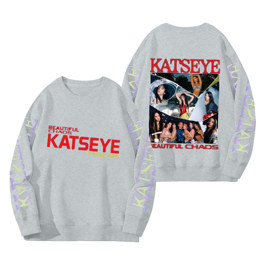 Women's Fashion Long Sleeve Print Round Neck Loose Pullover Sweater Top