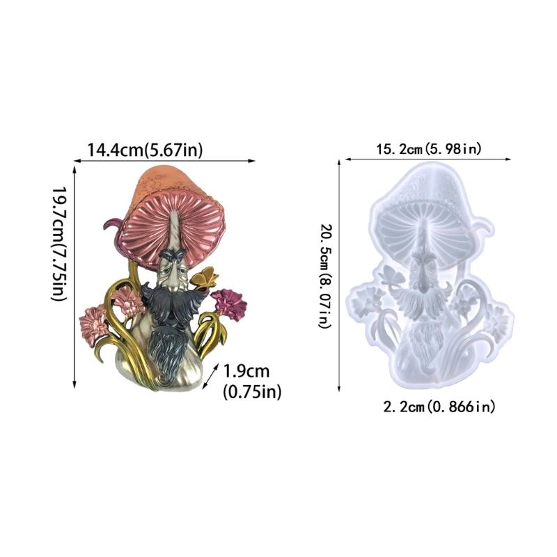 3D Mushroom Man Silicone Molds Resin Mold Large Statue Making Epoxy Casting Mould for Wall Hanging Door Decoration