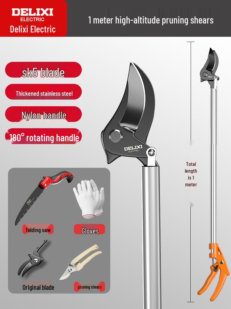 Delixi Elektrische Teleskop-Astschere für hohe Äste und Obstbäume.