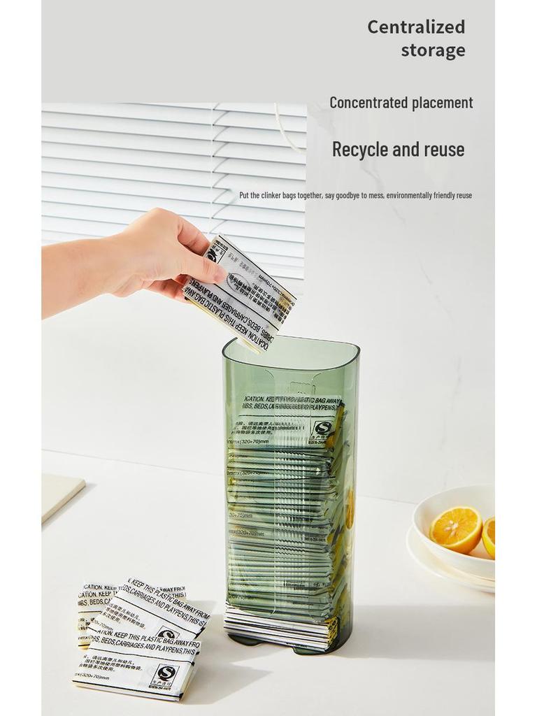 Punch-Free Wall-Mounted Trash Bag Storage Box - Transparent Plastic Wrap Sleeve Organizer for Kitchen