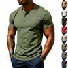 Men’s Summer Quick-Dry Mesh Henry-Neck T-Shirt – Casual Plain Short-Sleeved