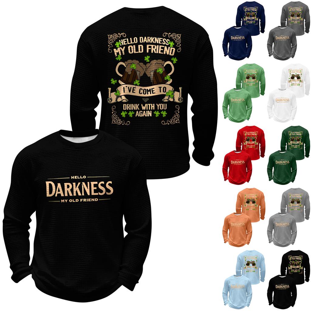 Men's Print Round Neck Long Sleeve Tops Men's Sports Large Size Casual Round Neck Tops