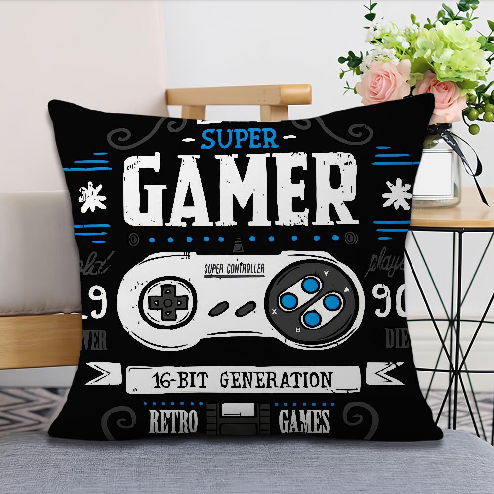 Style Soft Comfortable Anime Gamer Pillow Case for Sofa Living Room Game Home Office Fan Decor Design Square Protective Covers
