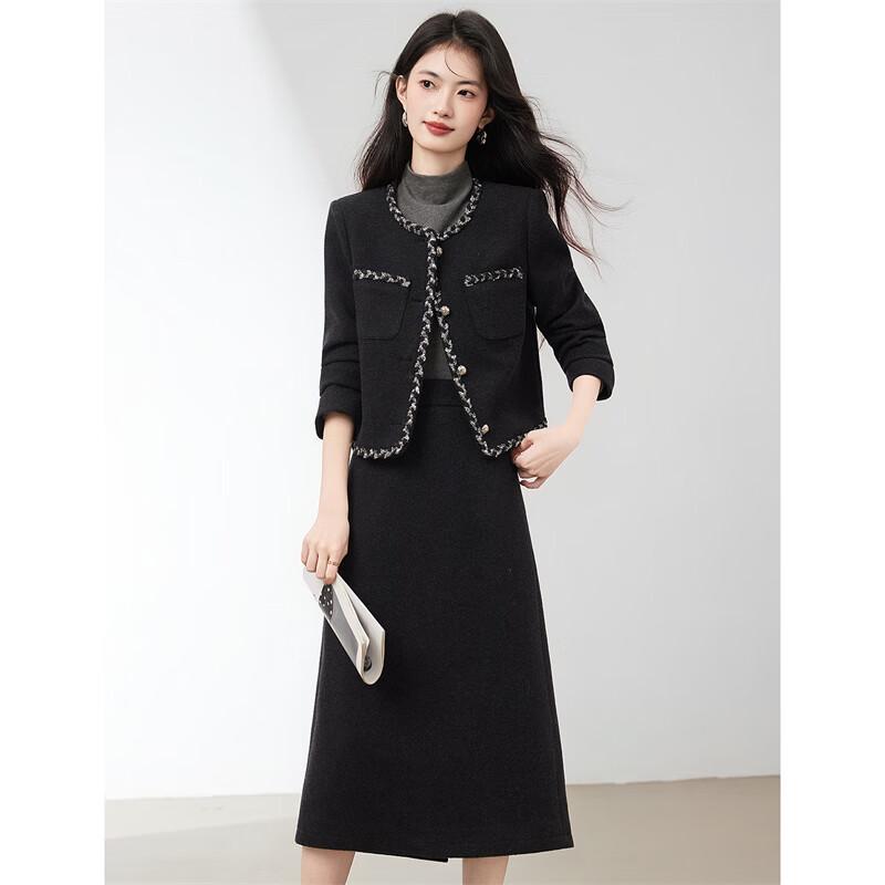 Xinfei Yu Merino Wool Tailored Jacket & Skirt Set