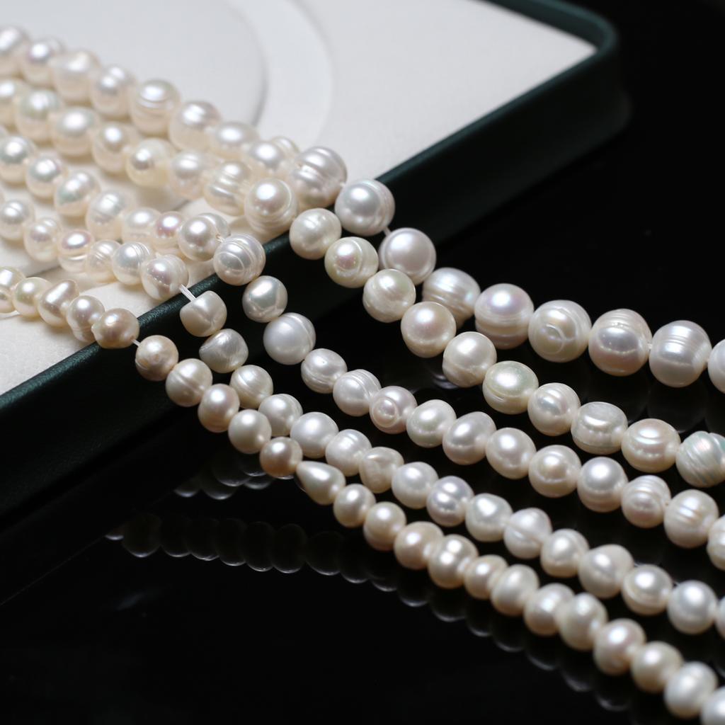 1String, Luxury Artificial Pearl White Beads, Boho Handmade Subcircular Beads for DIY Necklace Bracelet Anklet Jewellery Accessories Crafts Gifts 18cm