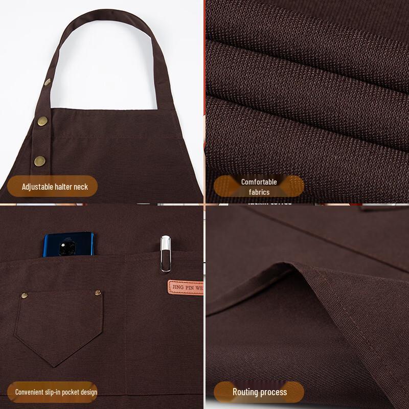 Jingwangrun Solid Color Waterproof Canvas Apron