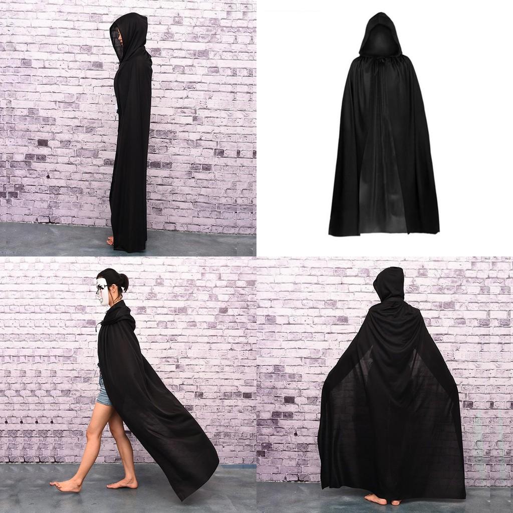 Cape d'Halloween Cosplay Faucheur Vampire Sorcière Magicien Robe Fête Adulte Enfants Cape Légère Noire