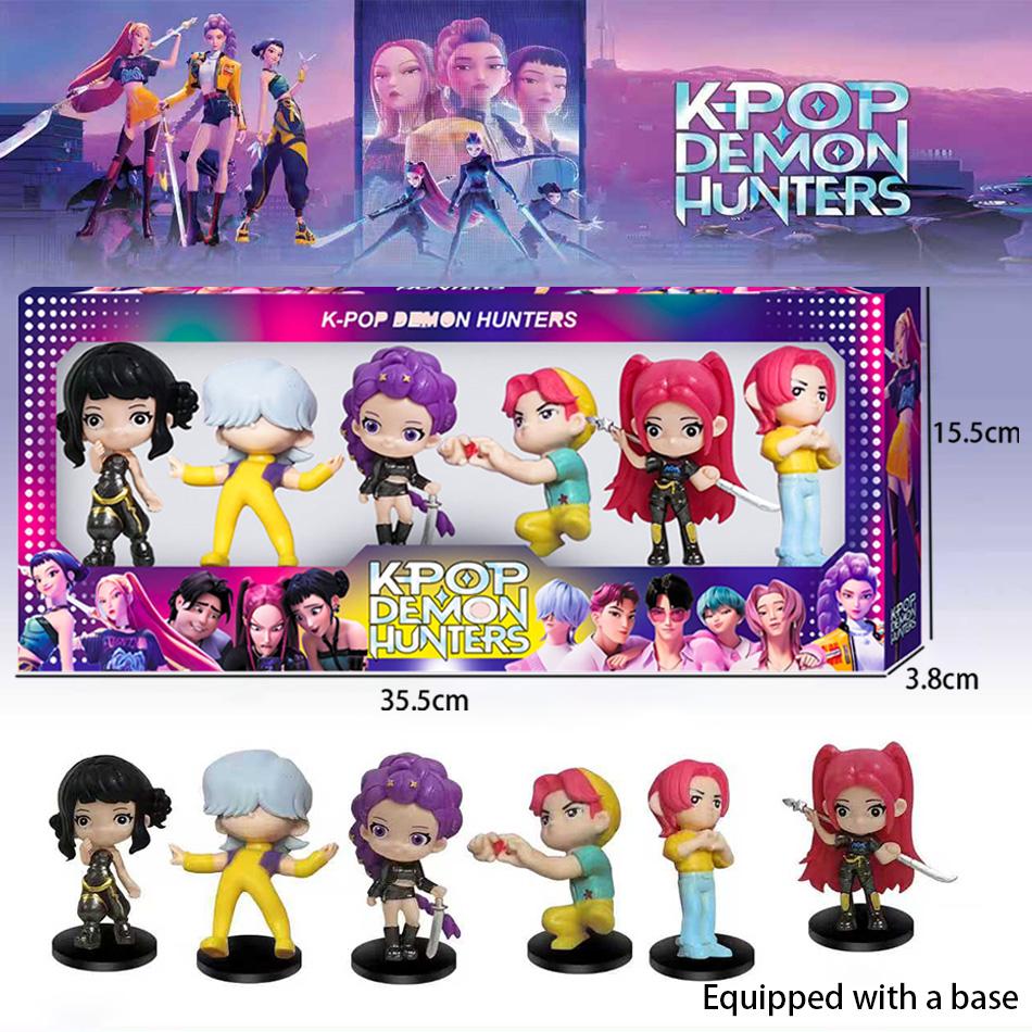 New Q version Anime Kpop Demon Hunters Saja Boys PVC Doll Group Decorative Doll Holiday Christmas Gifts Boxed