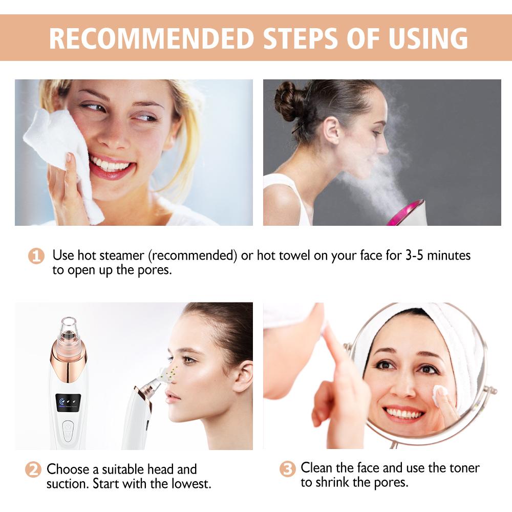 Blackhead Remover Pore Acne Pimple Removal Face T Zone Nose Cleaner Vacuum Suction Facial Diamond Beauty Clean Skin Oil Dirty