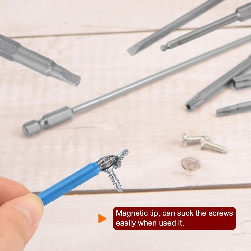uxcell Screwdriver Bit S2 Hex Magnetic Power Drill Bits 12-Piece Set, PH2, Steel, 25-150mm Long, 1/4" Shank, Crosshead,