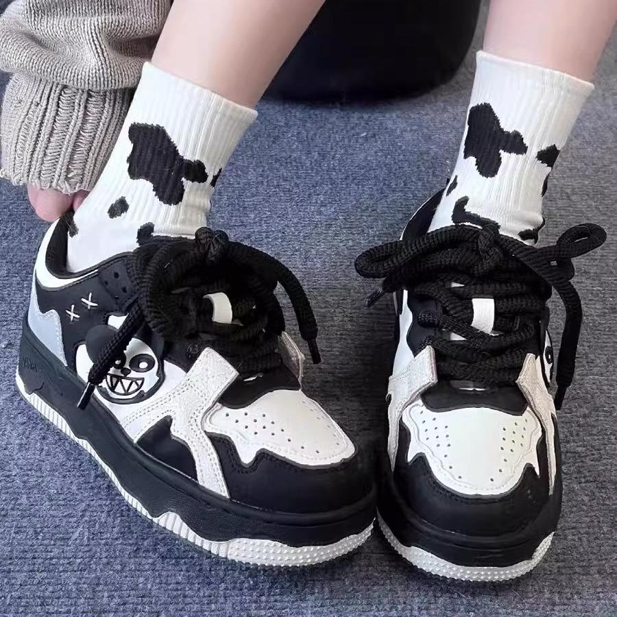 Panda Prank Original Women's Shoes Autumn New Breathable Platform Black and White Shoes Board Shoes Ziguo