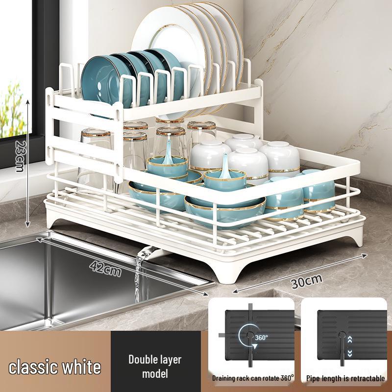Cross-border Kitchen Sink Storage & Drainer Rack for Bowls, Dishes, and Utensils