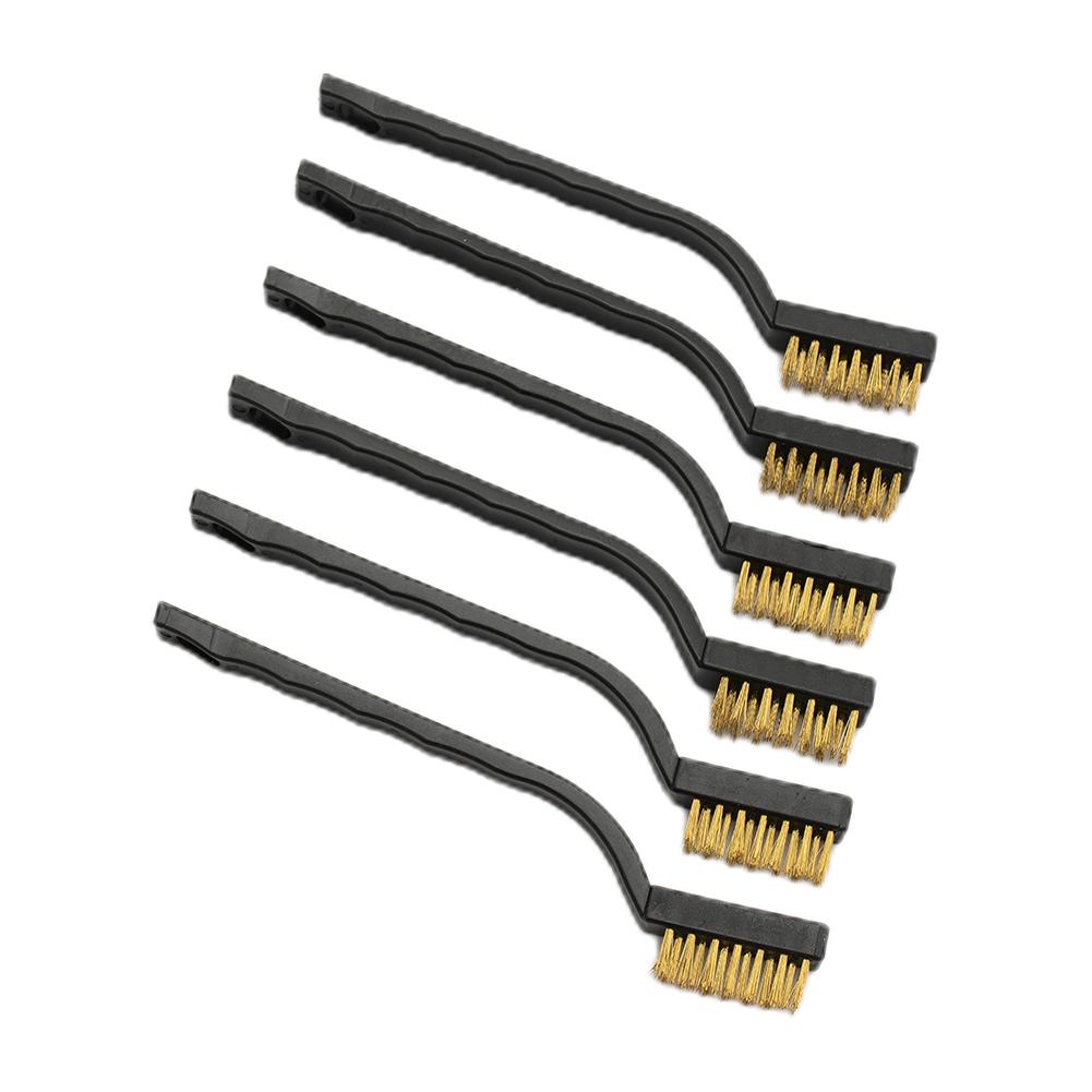 6 Pieces Brass Wire Brush Set for Cleaning Welding Slag and Rust