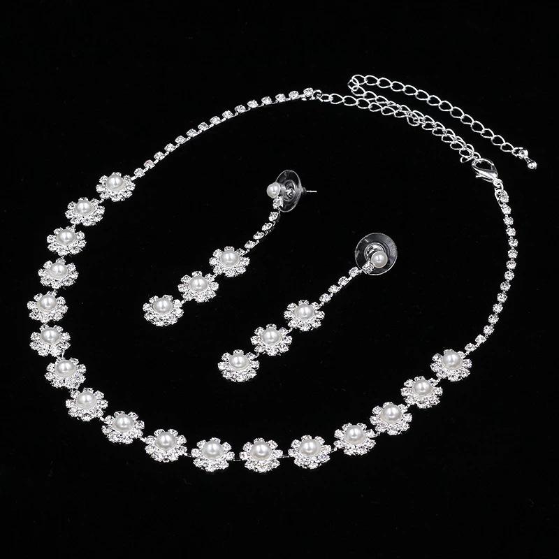 

Новый супер-блестящий великолепный простой комплект блестящих хризантем, ожерелье, серьги-гвоздики, женская одежда, свадебные аксессуары