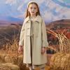 Girls' Fashionable Woolen Coat for Autumn and Winter Children's Casual Beige Cotton-padded Woolen Overcoat