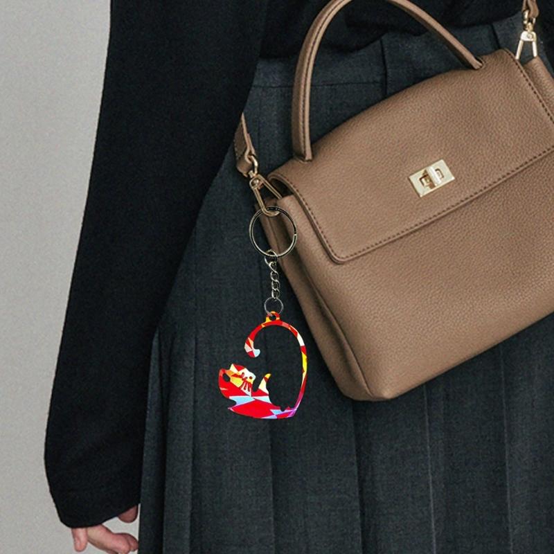 Cat Keychain Mold Handmade Keyring Charm Epoxy Resin Mold for Earring Pendant Bag Hangings Ornament Jewelry Making Tool