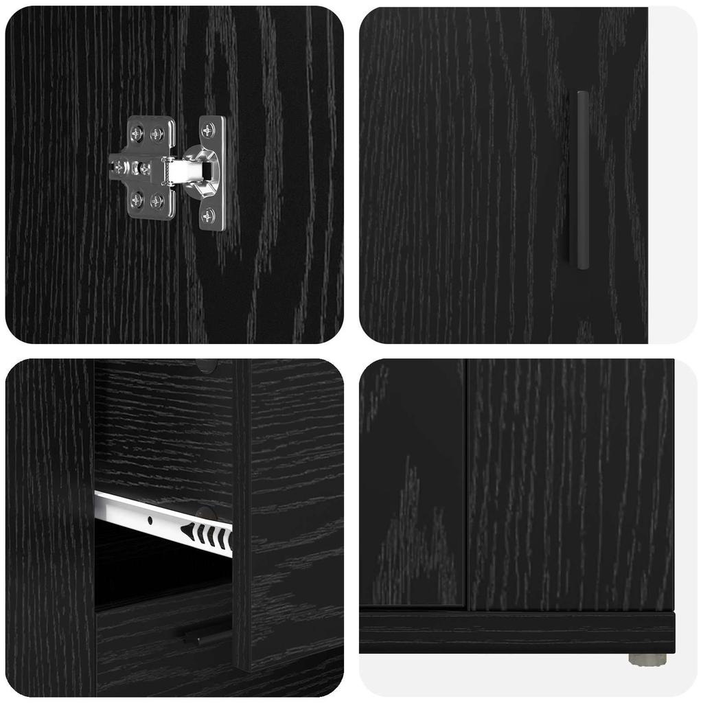 Sideboard in Black Oak Look 100 x 33 x 59.5 cm Engineered Wood