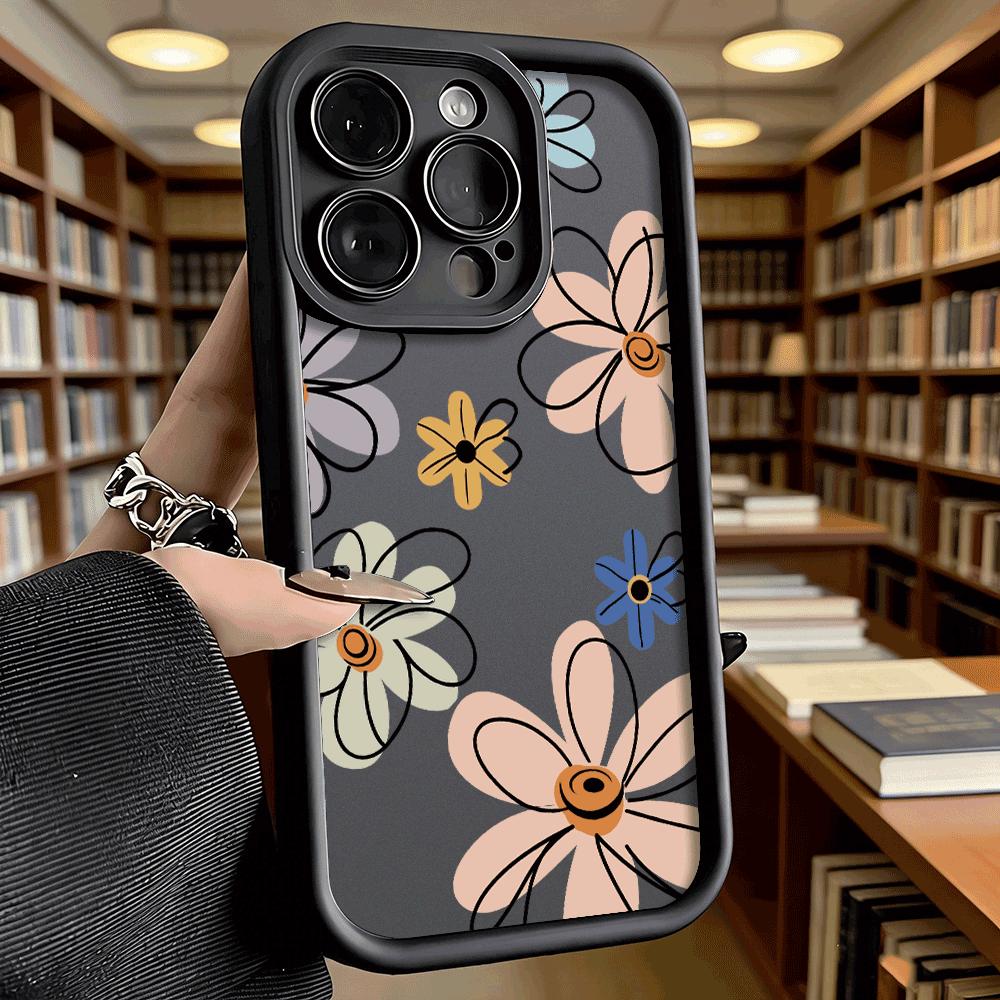 Minimalist Floral Pattern Phone Case for iPhone 17 16 15 14 13 12 11 Pro Max Plus Anti Scratch, Gel Flexible Protective