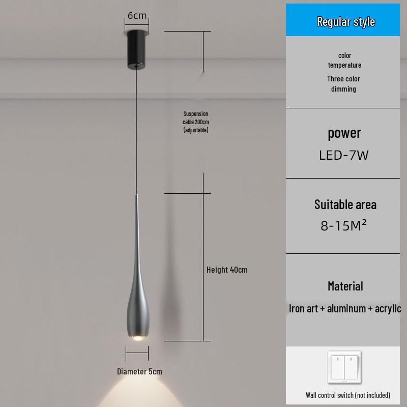 

Modern Touch-Adjustable Water Drop Pendant Light for Bedroom and Restaurant