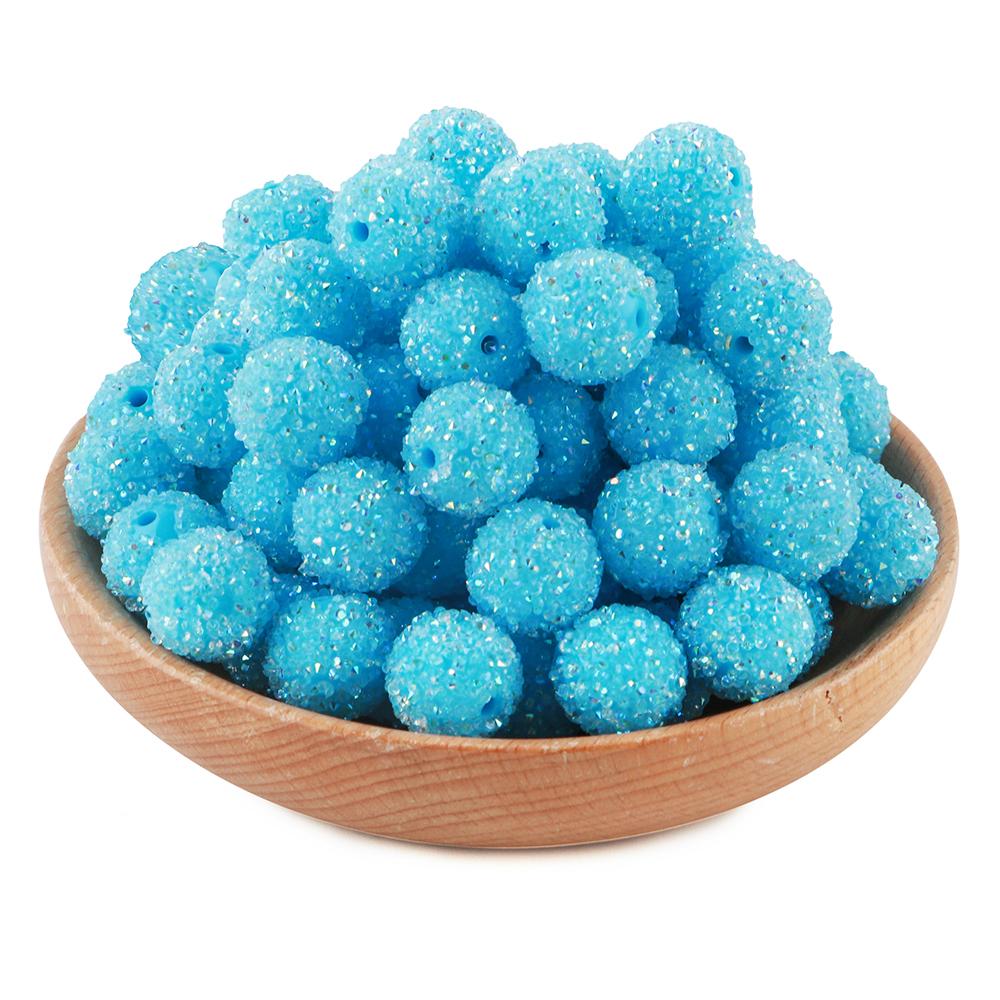 15Pcs 16MM Resin  Round Acrylic Beads Sugar Sand Pasting Process Fashion For Jewelry Making DIY Handmade Bracelets Accessories