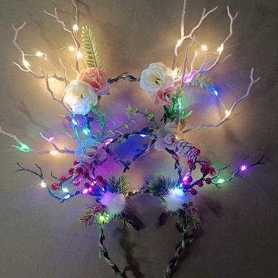 Luminous Reindeer Antler & Berry Cat Ears Christmas Headband