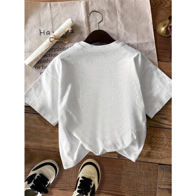 European sizes Boys Infant Toddler Cute Cool Cartoon Print Letter T-Shirt - Soft Breathable Round Neck Short Sleeve Tee, Summer Casual Comfortable