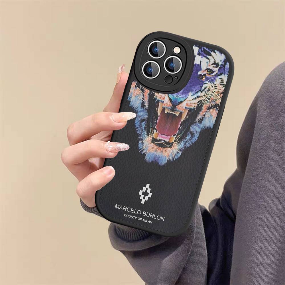 Custodia per Telefono M-MARCELO B-BURLON Per IPhone 16 15 14 13 12 11 Pro Max Plus Pelle Morbida Cover
